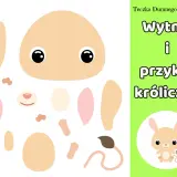 Zadania do wykonania dla dzieci do druku: wycinanka z królikiem. Zestaw elementów do złożenia uroczego króliczka.