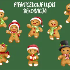 Urocze pierniczki do druku w świątecznych strojach, gotowe do dekoracji.
