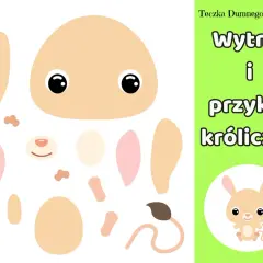 Zadania do wykonania dla dzieci do druku: wycinanka z królikiem. Zestaw elementów do złożenia uroczego króliczka.