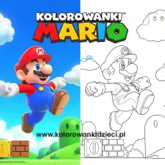 Kolorowanki Mario do druku. Wesoły hydraulik w akcji, gotowy do pokolorowania.