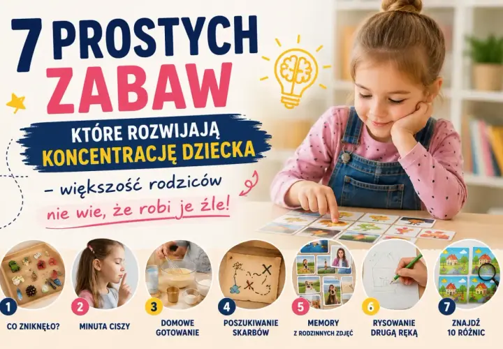 7 prostych zabaw dla dzieci, które rozwijają koncentrację: od memory po rysowanie drugą ręką.