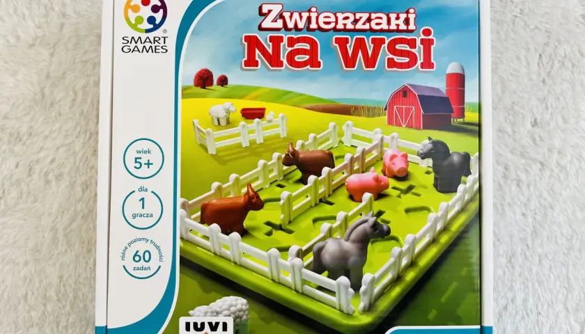 Gra logiczna "Zwierzaki na wsi" dla dzieci od 5 lat. 60 zadań, które rozwijają myślenie przestrzenne.