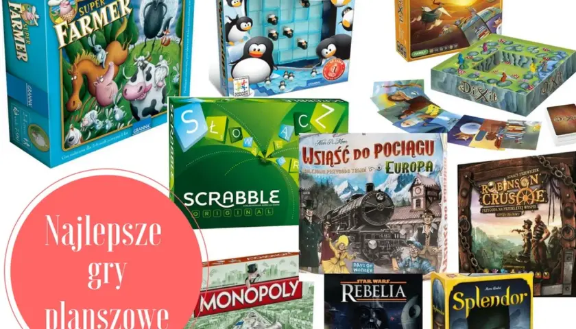 Super Farmer, Pingwiny na lodzie, Scrabble, Monopoly, Dixit, Usiąść do pociągu, Robinson Crusoe, Rebelia, Splendor – to świetna gra rodzinna dla każdego!