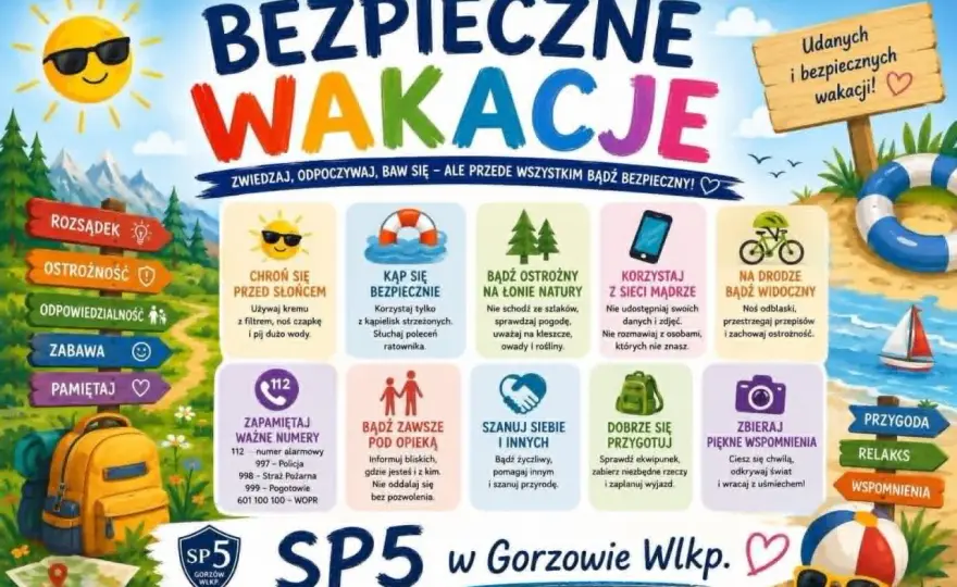 Plakat bezpieczne wakacje dla dzieci - Stwórz skuteczny!