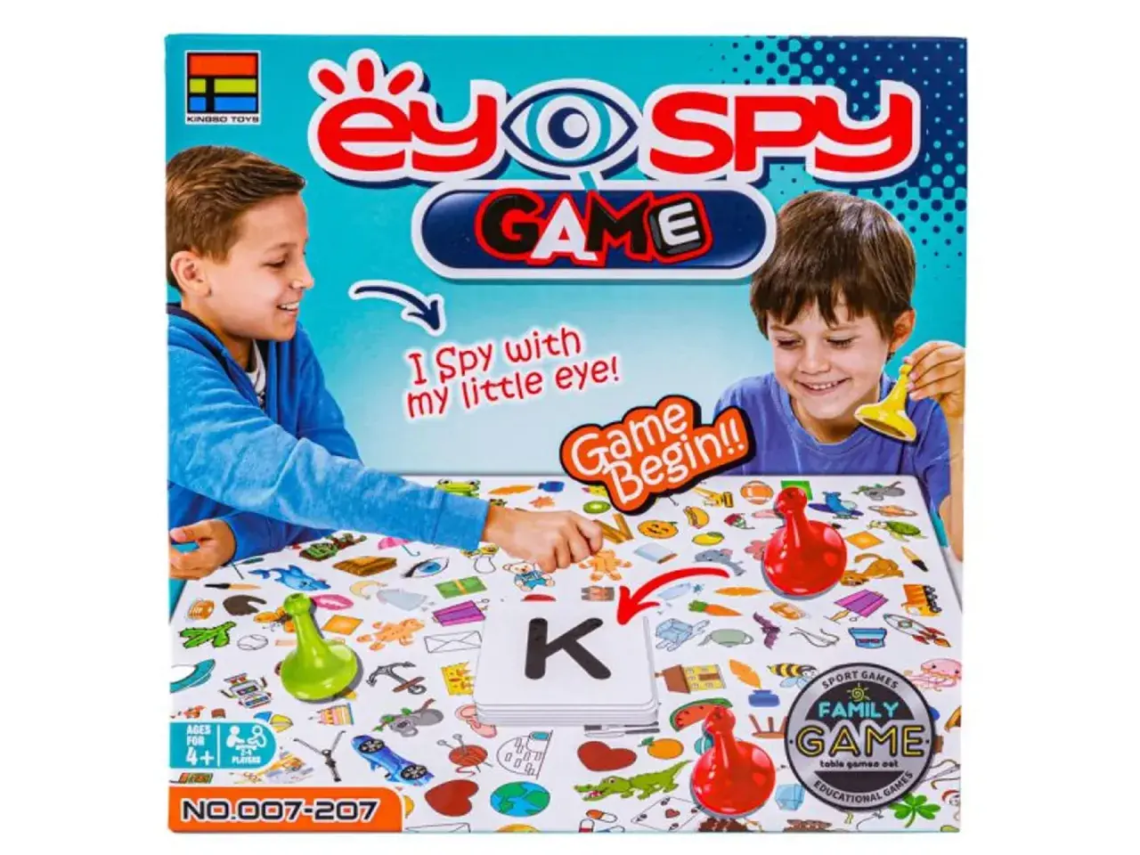 Gra na spostrzegawczość i refleks online "Ey-O-Spy Game" z planszą pełną obrazków. Dzieci szukają przedmiotów, ćwicząc spostrzegawczość.