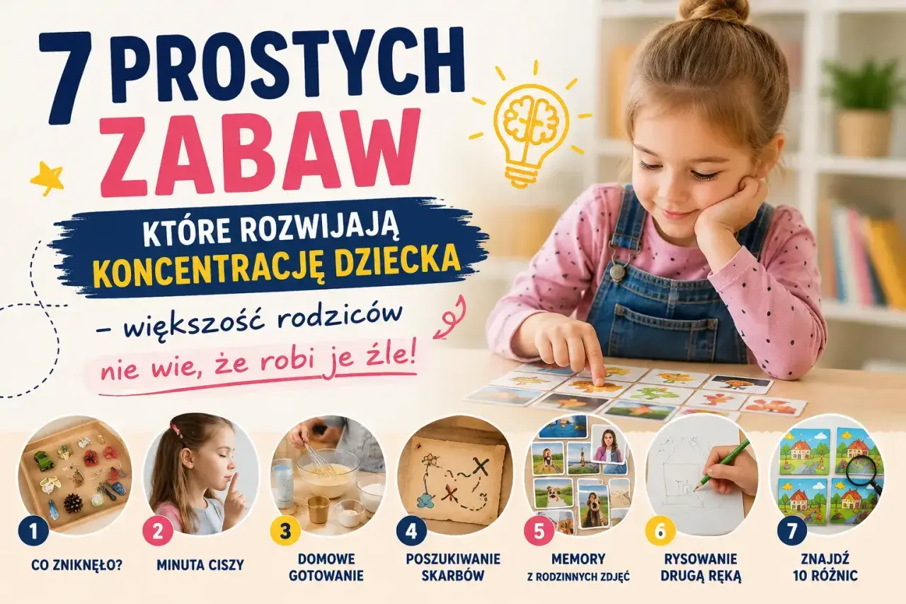 7 prostych zabaw dla dzieci, które rozwijają koncentrację: od memory po rysowanie drugą ręką.